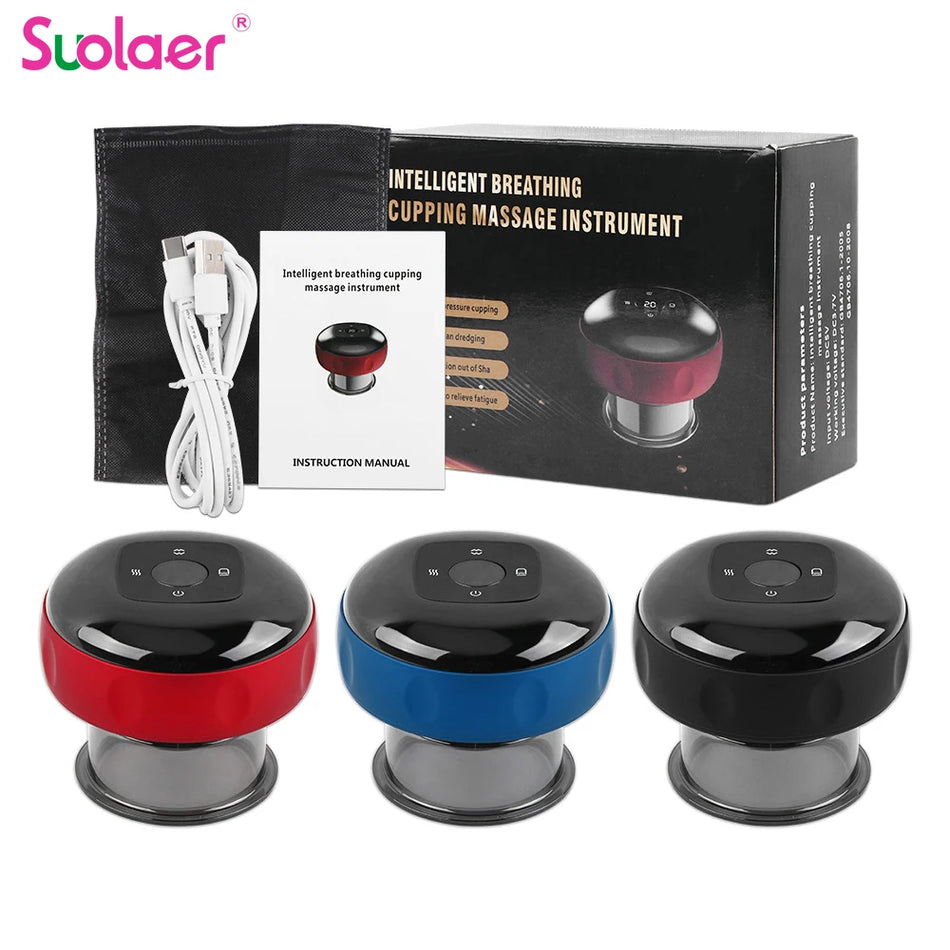 Suolaer -  Professional 6 Mode Electric Vacuum Suction Cups and Anti-Cellulite Body Massager with Continuous Heat