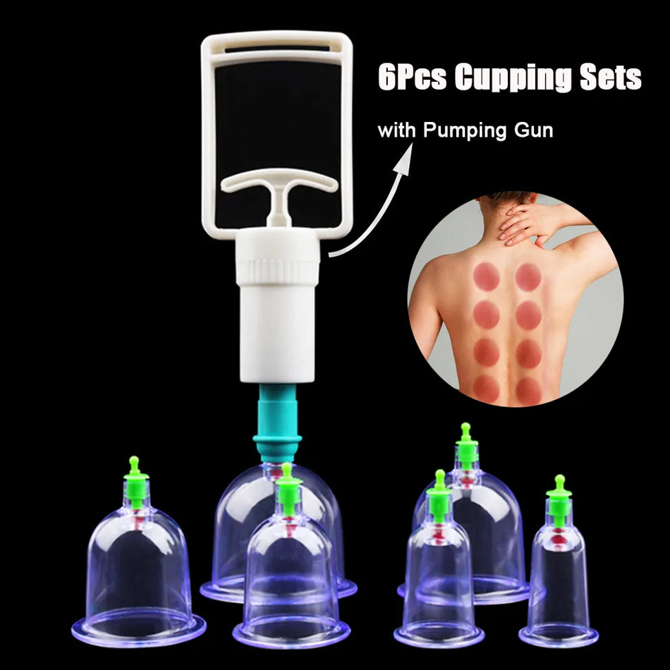 MERALL Six (6) Piece Vacuum Therapy Cupping Set with Pumping Vacuum Gun