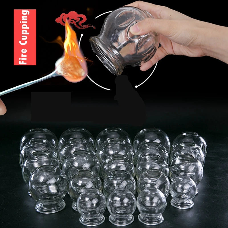 Faercon 12Pcs Glass Cupping Therapy Set  -  Vacuum Cupping and Fire Cupping