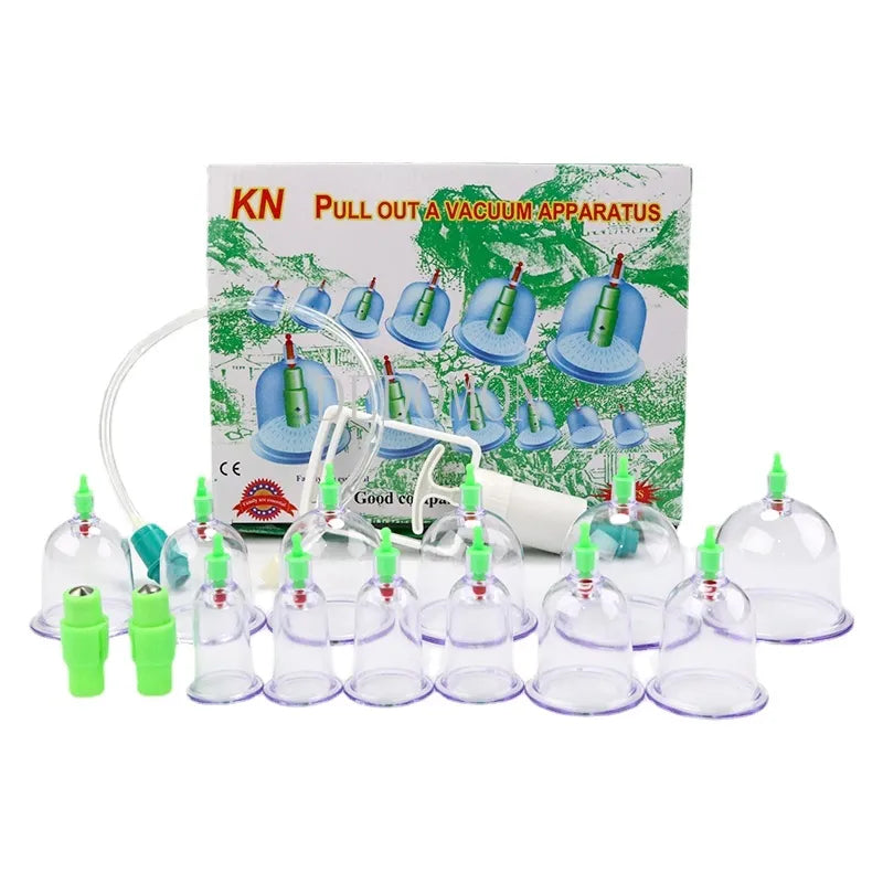 DEDOMON Six (6) & Twelve (12) Piece Vacuum Cupping Therapy Kit with Vacuum Pumping Gun